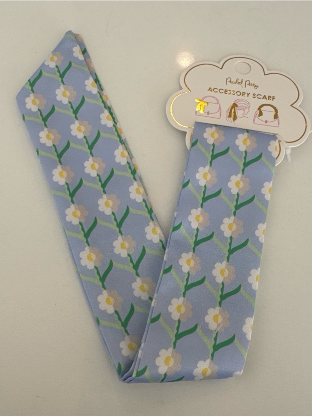 Accessory Scarf - Light Blue Floral Hair Scarf